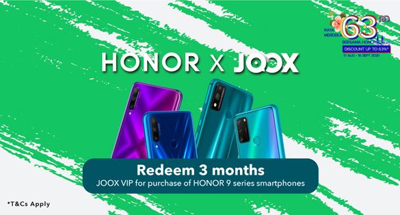 HONOR Malaysia and JOOX Partner Up for a 3-Month VIP Access for the HONOR 9 Series