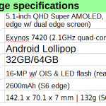 Galaxy S6 edge specs